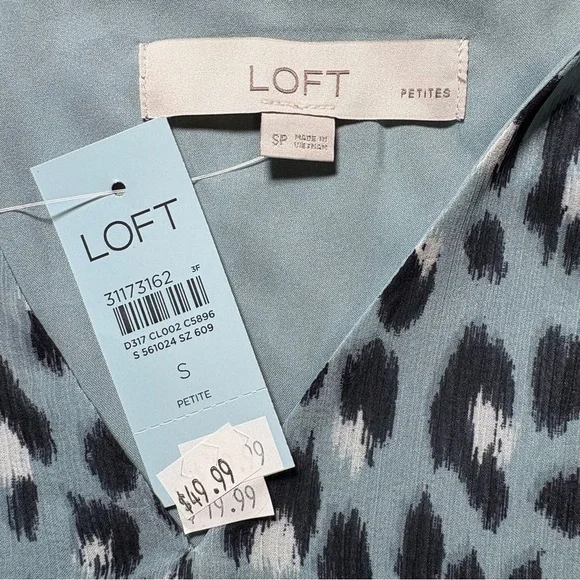 NWT LOFT Leopard Print Long Sleeve Dress Size Petite Small - Picture 5 of 6